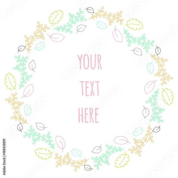 Fototapeta Hand drawn vector decorative frame for your design. Leaves elements.