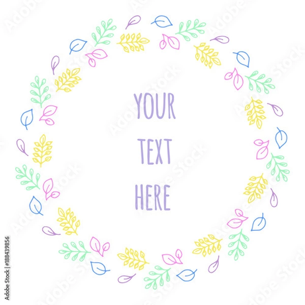 Obraz Hand drawn vector decorative frame for your design. Leaves elements.