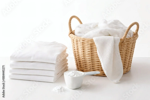 Obraz Laundry Basket With White Linen