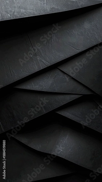 Obraz Abstract dark geometric pattern with textured layers and dramatic shadows.