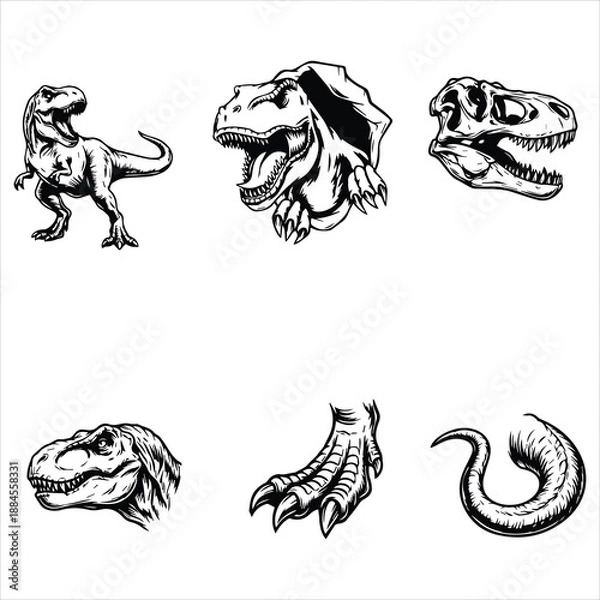 Fototapeta Dinosaur T Rex Scratch SVG Bundle
 t