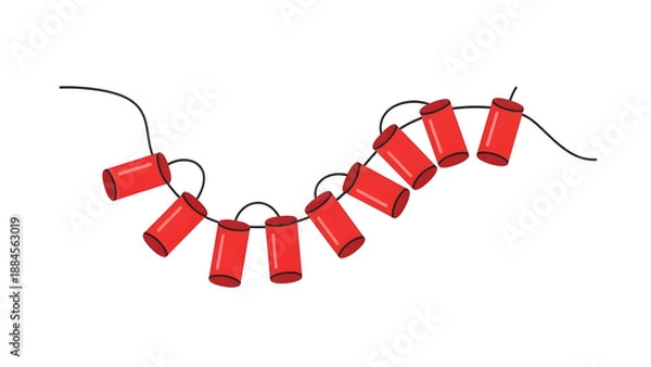 Obraz Red Firecracker String Illustration