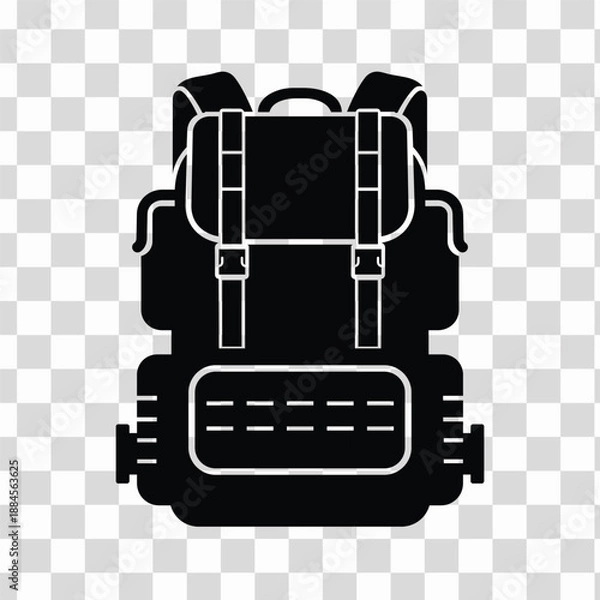 Obraz Black Silhouette Tactical Backpack Icon Vector