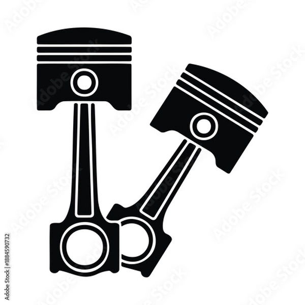 Obraz Piston Icon of Single Internal Combustion Engine Component Vector Silhouette