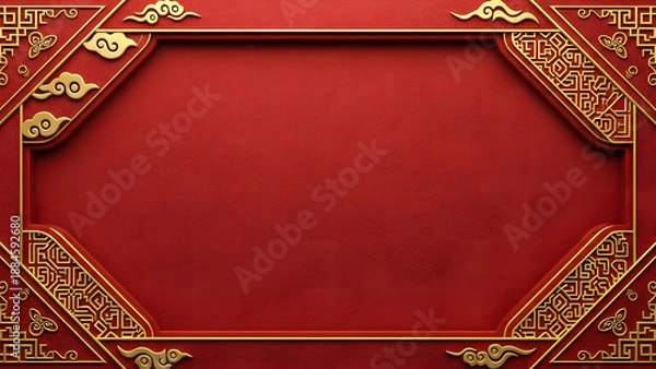Obraz Elegant Red and Gold Luxury Frame Background