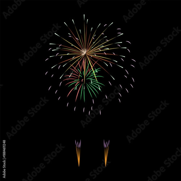 Obraz Fireworks Vector with black background.