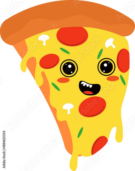 Obraz Cute Pizza Slice Illustration