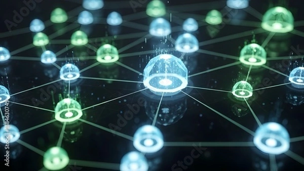 Fototapeta Network connection and data transfer between multiple nodes