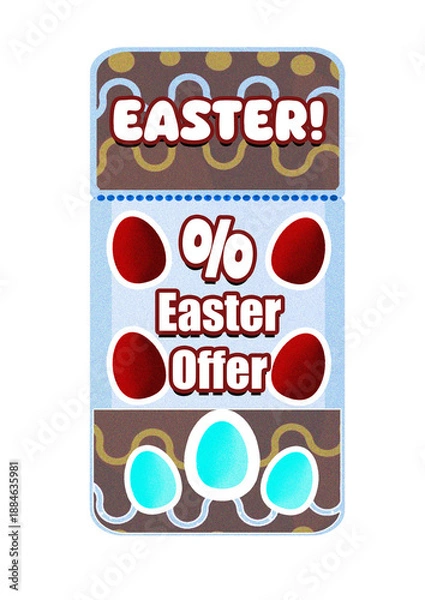 Obraz Easter Discount Coupon Template with Decorative Elements