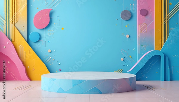 Obraz abstract colorful background with podium object 