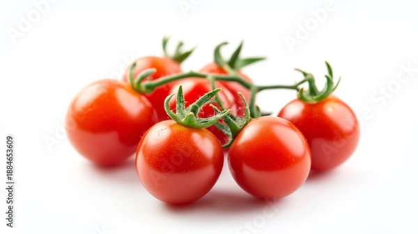 Obraz Cherry tomatoes. Fresh cherry tomatoes on white background. Tomato background.