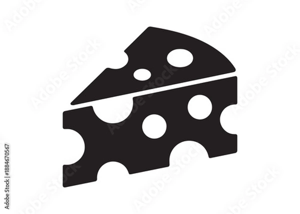 Fototapeta Cheese Icon, Editable Solid Vector Illustration