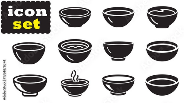 Fototapeta Soup Bowl Icon Set, Editable Solid Vector Illustration