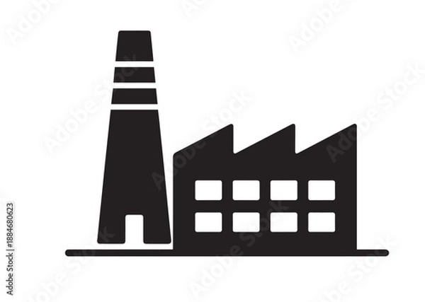 Fototapeta Factory Building Icon, Editable Solid Vector Illustration