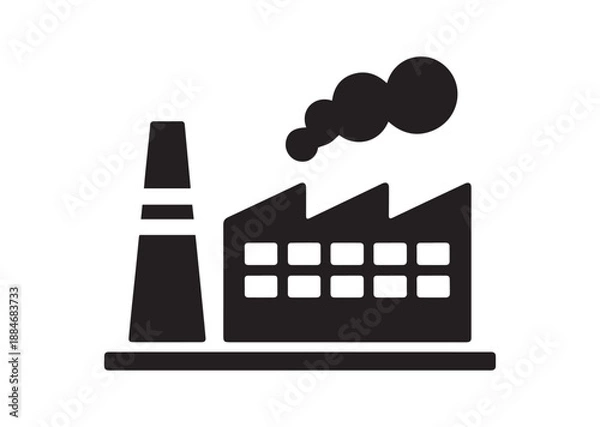 Fototapeta Industrial Plant Icon, Editable Solid Vector Illustration