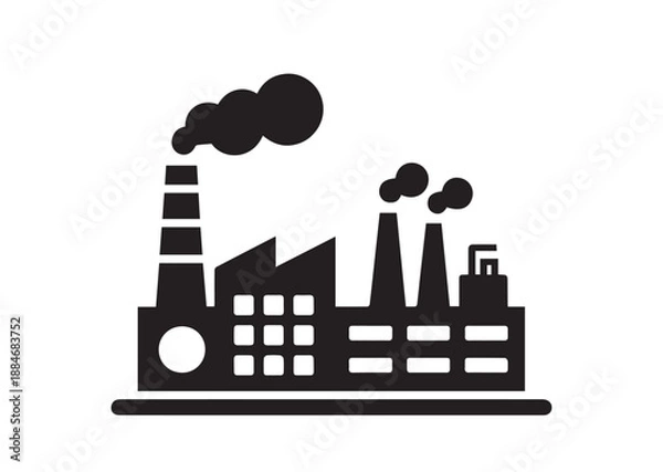 Fototapeta Industrial Plant Icon, Editable Solid Vector Illustration