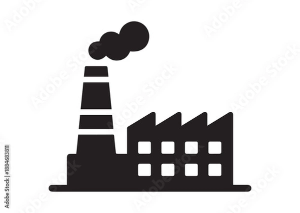 Fototapeta Industrial Plant Icon, Editable Solid Vector Illustration