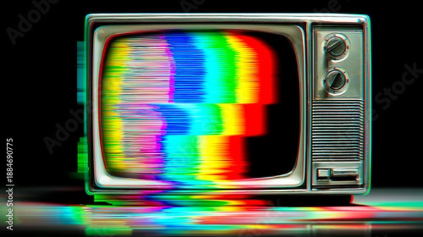 Obraz レトロテレビの映像ノイズとRGB分離エフェクト背景