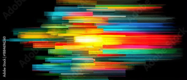 Obraz 抽象的なRGBノイズと走査線のグリッチテクスチャ