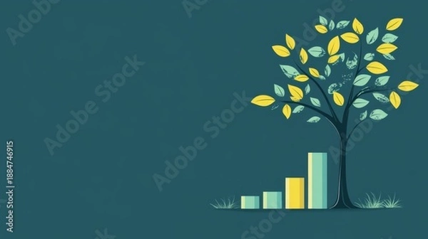 Obraz Transformative bar chart growth visualization business analysis graphic design digital environment aesthetic viewpoint