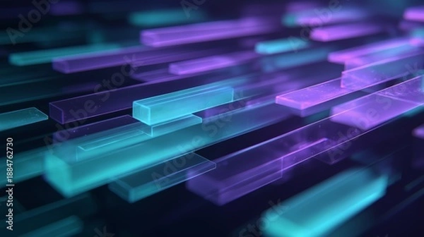 Obraz Layered translucent rectangles create a network scene with bright colors and modern design elements