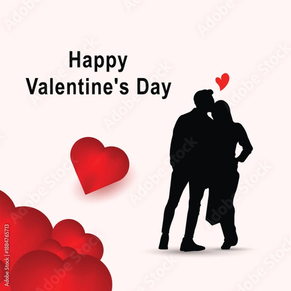 Obraz Valentine's Day vector background template, romantic loving couple