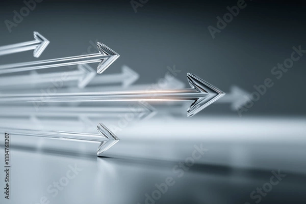 Obraz Transparent arrows moving forward in the same direction.