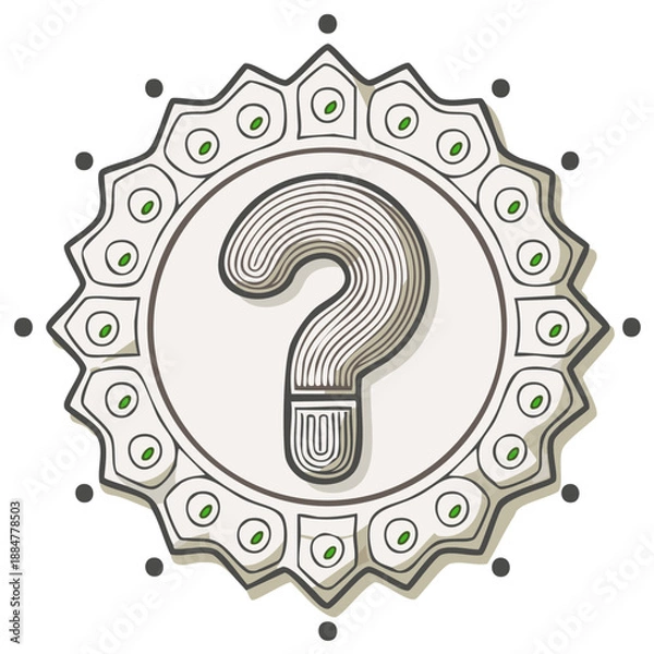 Obraz Question mark design inside a decorative circular frame illustration