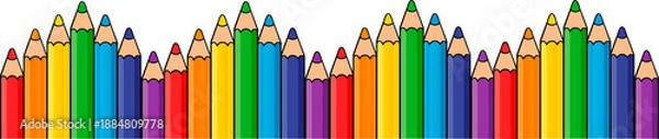 Obraz Decorative Colored Pencil Border – Fun Education Frame Isolated