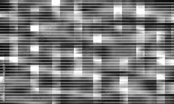 Obraz たくさんの横の線にまだらや斑点のようなぼかしやグラデーションの効果のある背景、薄い重なりのある長方形のオブジェクトが並ぶ模様、柄で白と黒と灰の色の配色でデザインしたテクスチャ、背景、壁紙