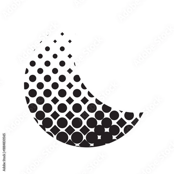 Obraz Halftone Crescent Moon Shape Vector, Retro Night Sky Design Element