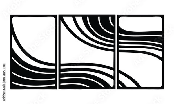 Obraz Abstract black and white waves isolated on white background, Vector