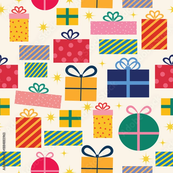 Fototapeta Cute Gift Boxes Seamless Vector Pattern Design. EPS 10
