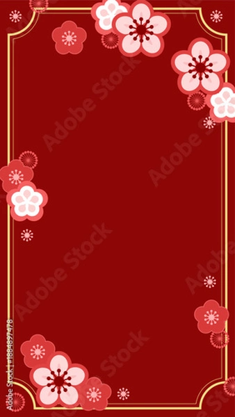 Obraz シンプルでかわいいスマホ壁紙、梅の花のフレーム型装飾