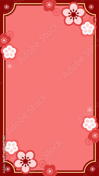 Obraz シンプルでかわいいスマホ壁紙、梅の花のフレーム型装飾