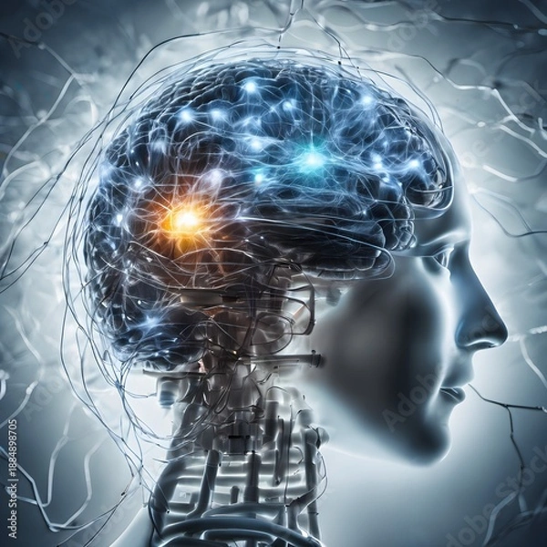 Obraz Cybernetic Brain Connection Vision