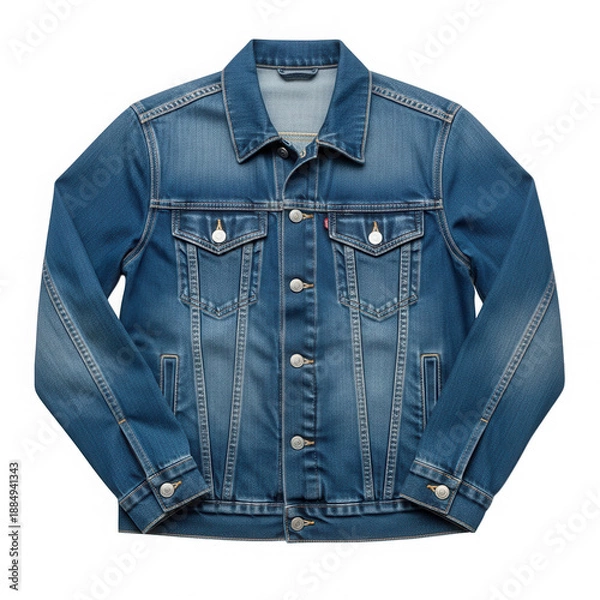 Obraz Classic denim jacket with button closure isolated on transparent background