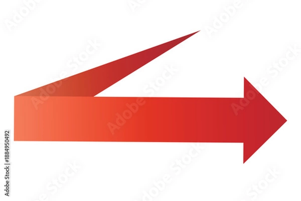 Obraz 真横に跳ね返る赤いグラデーションの矢印