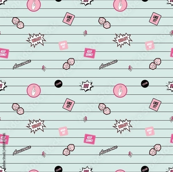 Fototapeta  Girls funny item seamless drawing vector pattern