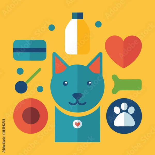 Obraz cat and dog with bone