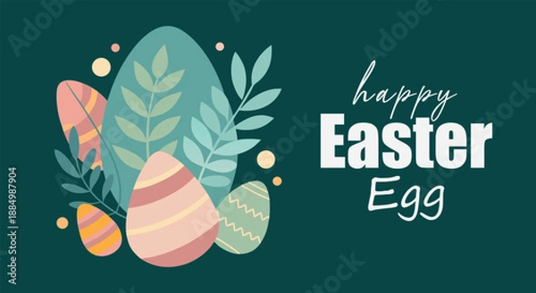 Obraz Happy easter egg illustration with festive decorations