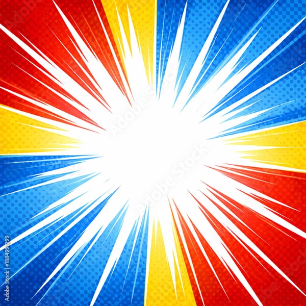 Fototapeta ニュース告知向けアメコミ調集中線背景
