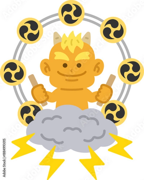Obraz 黄鬼の雷様のアイコンのイラスト