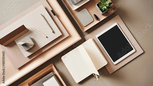 Obraz Minimal Creative Workspace Flat Lay
