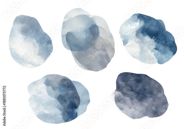 Obraz 水彩で描いた強い滲みのグラデーションの抽象的な形のイラストセット