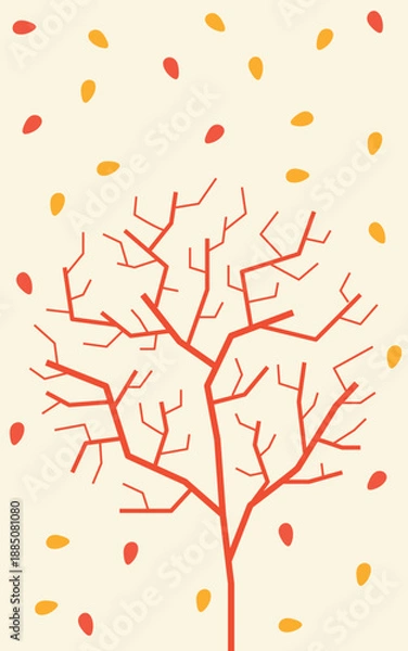 Obraz Tree botanical eco theme pattern vertical pastel peach wallpaper background