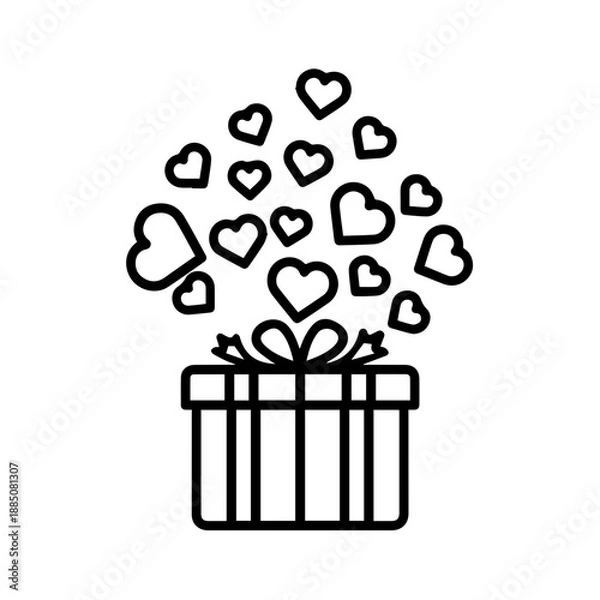 Obraz Gift box filled with hearts Vector