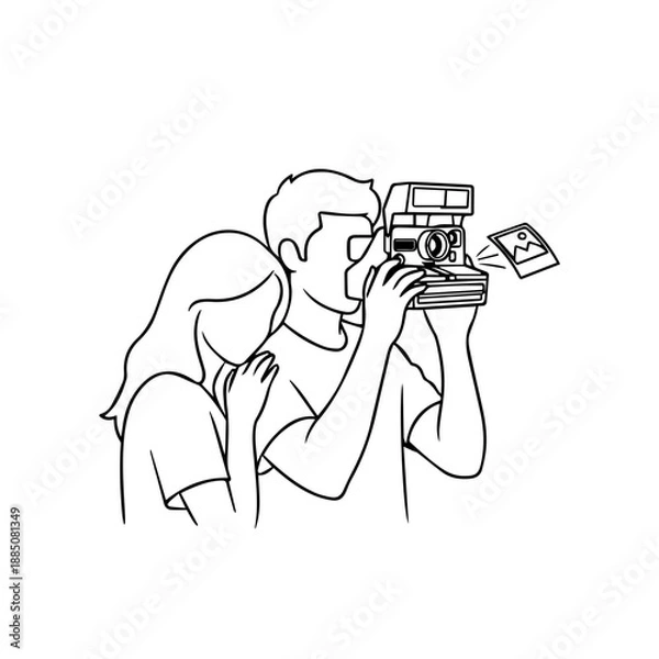 Obraz Person taking photo with camera Vector