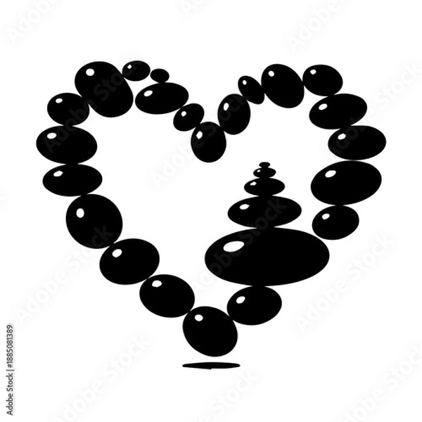 Obraz Heart shape formed by black dots Vector