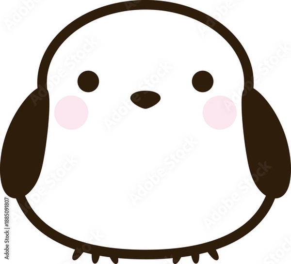 Obraz つぶらな瞳のシマエナガ：冬の妖精のシンプルなベクターイラスト